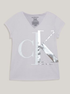 Polera Niña Split Monogram Blanco Calvin Klein