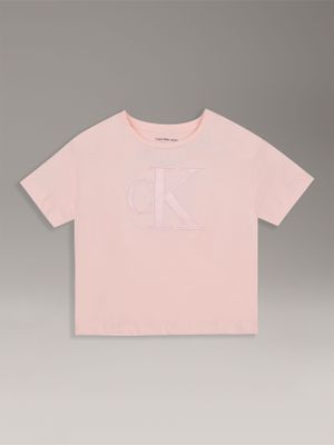 Polera Niña Boxy Con Monograma Damasco Calvin Klein