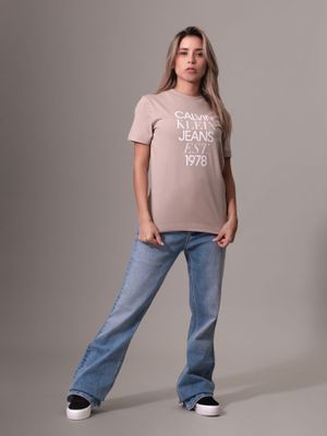 Imagen 2 del producto Polera Mixed Logo Regular Beige Calvin Klein