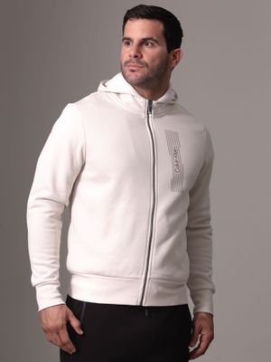 Polerón con Gorro Horizontal Logo Blanco Calvin Klein