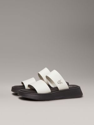 Sandalias Cuero Double Strap Negro Calvin Klein