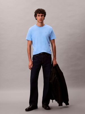 Imagen 2 del producto Polera de Algodón logo Bordado Celeste Calvin Klein