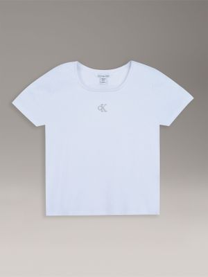 Polera Punto Canalé Cuello Cuadrado Blanco Calvin Klein