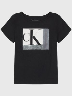 Polera Niña Color block Sequin Negro Calvin Klein