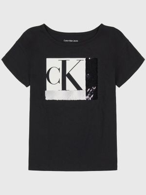Imagen 2 del producto Polera Niña Color block Sequin Negro Calvin Klein