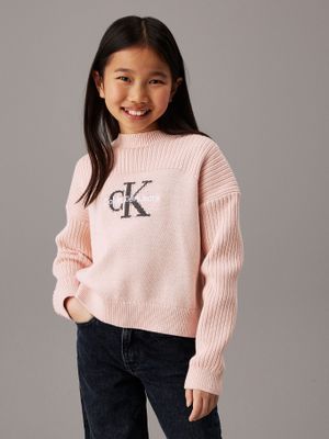 Sweater Niña Monologo Rosado Calvin Klein