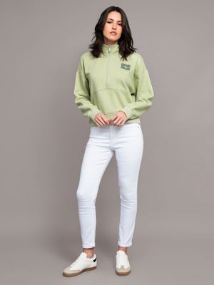 Imagen 2 del producto Polerón de felpa con cierre parcial Verde Calvin Klein