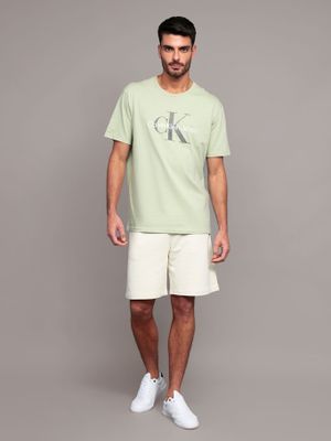 Short de Algodón con Logo Bordado Beige Calvin Klein