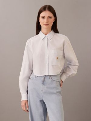 Camisa cropped popelín de algodón Blanco Calvin Klein