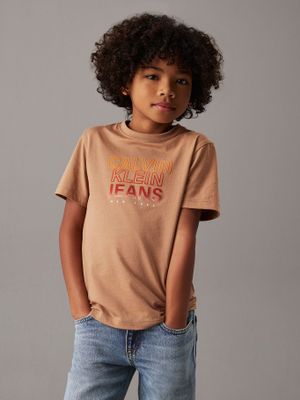Polera Niño Gradient Flock Logo Café Calvin Klein
