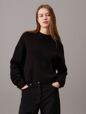 Sweater Logo Intarsia Negro Calvin Klein
