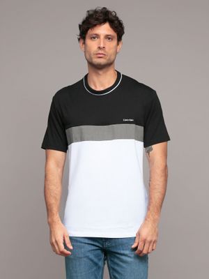 Polera manga corta bloques de color Blanco Calvin Klein