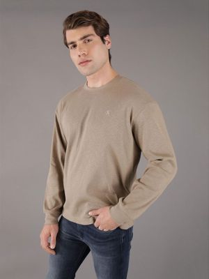 Polera LS Slub Rib Beige Calvin Klein