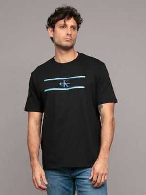Polera con gráfico de rayas en barra Negro Calvin Klein