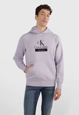 Polerón con Gorro Stacked   Morado Calvin Klein