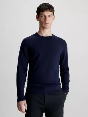 Sweater Merino Crew Neck Sweater Azul Calvin Klein