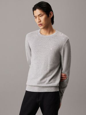 Sweater Micro Pique Structure Sweater Gris Calvin Klein