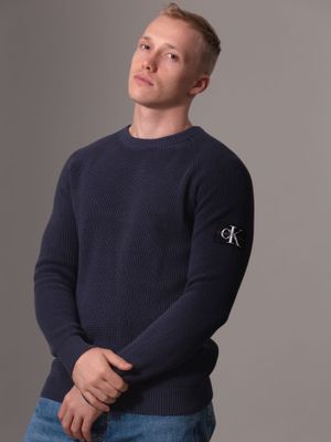 Sweater Badge Easy Sweater Azul Calvin Klein