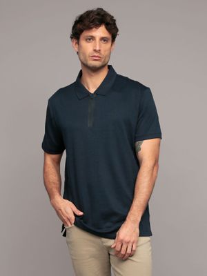 Polo manga corta de cremallera Azul Calvin Klein
