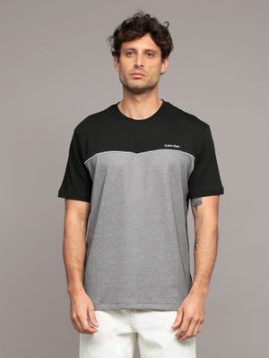 Polera Texture Blocked Piping Negro Calvin Klein
