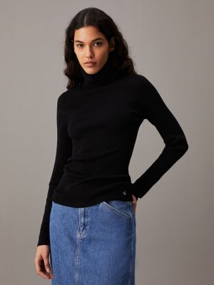 Sweater Woven Label Negro Calvin Klein
