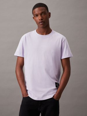 Polera Badge Turn Up Sleeve Lila Calvin Klein