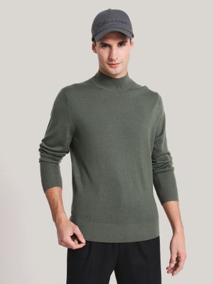 Sweater Cuello Alto Merino Mock Verde Calvin Klein