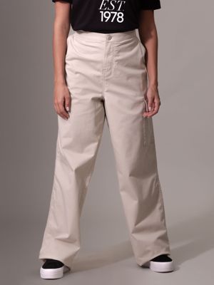 Pantalón Cargo Brushed Cotton Crema Calvin Klein