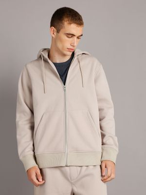 Polerón con Gorro Logo Tape Beige Calvin Klein