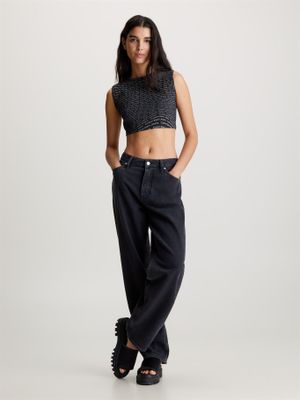 Imagen 2 del producto Polera Aop Cropped Negro Calvin Klein