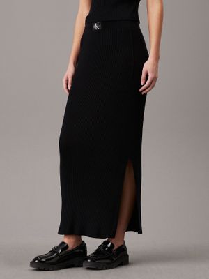 Falda Woven Label Negro Calvin Klein