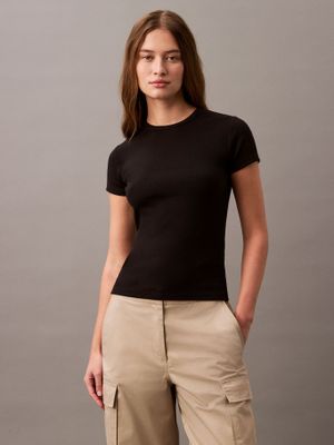 Polera Contour Rib Negro Calvin Klein