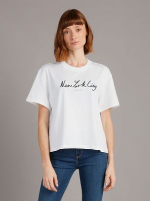 Polera Embroidered Nyc Relaxed Blanco Calvin Klein