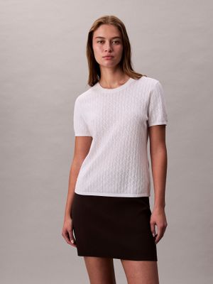 Blusa En Tejido Calado Blanco Calvin Klein