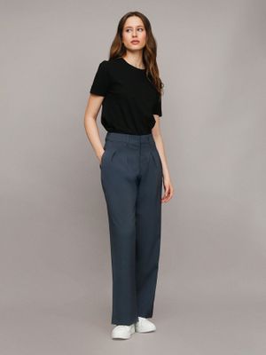 Pantalón Tailored de Pierna Ancha Azul Calvin Klein