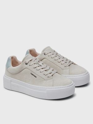 Zapatillas de ante de plataforma Beige Calvin Klein