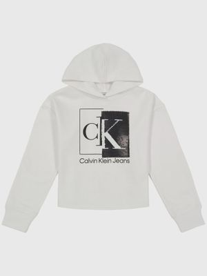 Polerón con Gorro Niña Split Box Blanco Calvin Klein