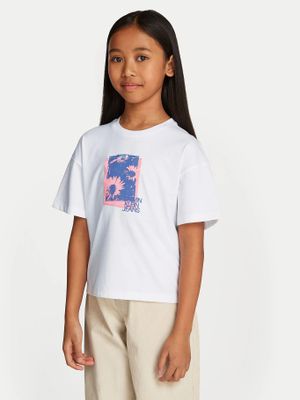 Polera Niña Flower Graphic Blanco Calvin Klein