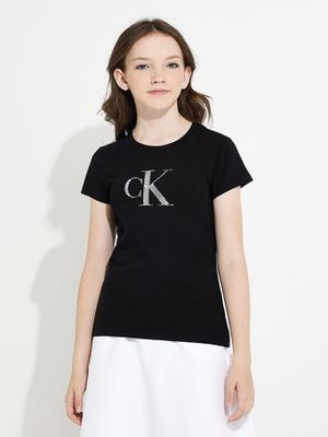 Polera Niña Iridescent Ck Slim Negro Calvin Klein