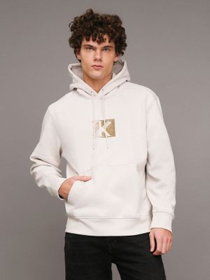 Polerón con Gorro Small Ck Box Blanco Calvin Klein