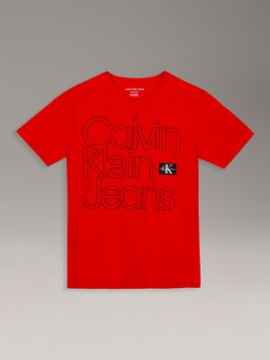 Polera Niño Con Logotipo Rojo Calvin Klein