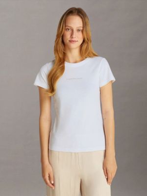 Polera slim fit con logo Blanco Calvin Klein