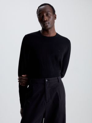 Sweater Superior Wool Crew Neck Swea Negro Calvin Klein