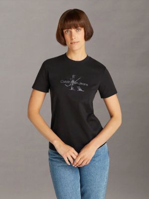 Polera regular monograma brillante Negro Calvin Klein