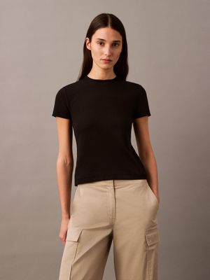 Polera Refined Cotton Relaxed Negro Calvin Klein