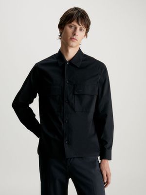 Camisa Elástica Popelín Negro Calvin Klein