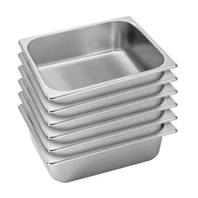 Pack 6 Depósitos Gastro GN 1/2 x 100 mm Acero Inox