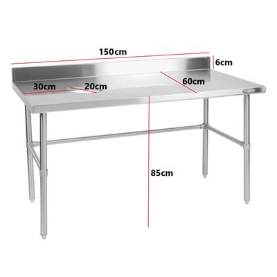 Imagen 2 del producto Mesón Mural Acero Inoxidable 150x60 Cm Con desconche