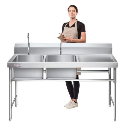 Imagen 2 del producto Lavafondos Doble Acero Inox. 150x60x90 cm. Secador derecho