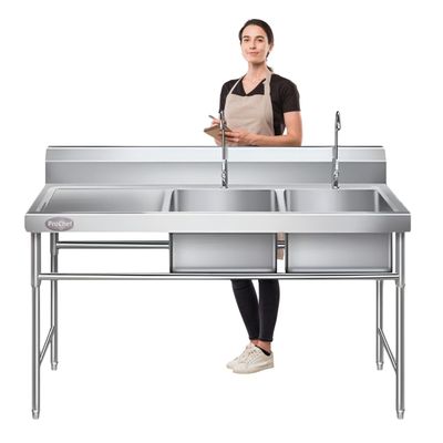 Imagen 2 del producto Lavafondos Doble Acero Inox. 150x60x90 cm. Secador izquierdo